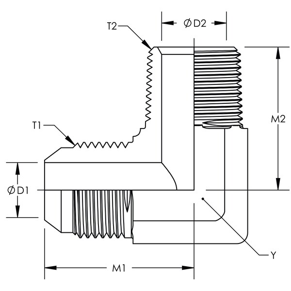 World Wide Fittings JIC to Male Pipe 90 Degree Elbow Stainless Steel 2501X24X24SS - main